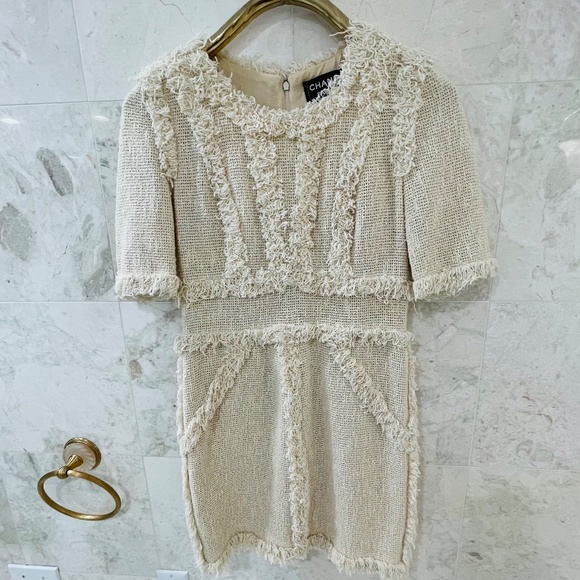 CHANEL Mini Dress {38} Sample Cream Neutral - Picture 3 of 8